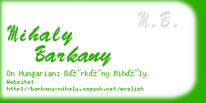 mihaly barkany business card